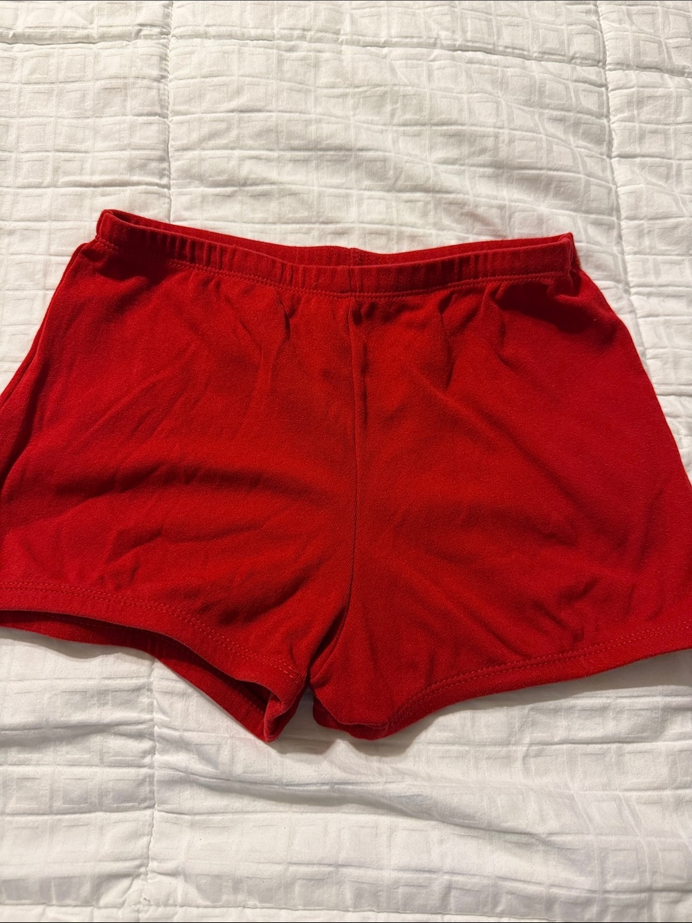 Women's Red Athletic Shorts with Elastic Waistband